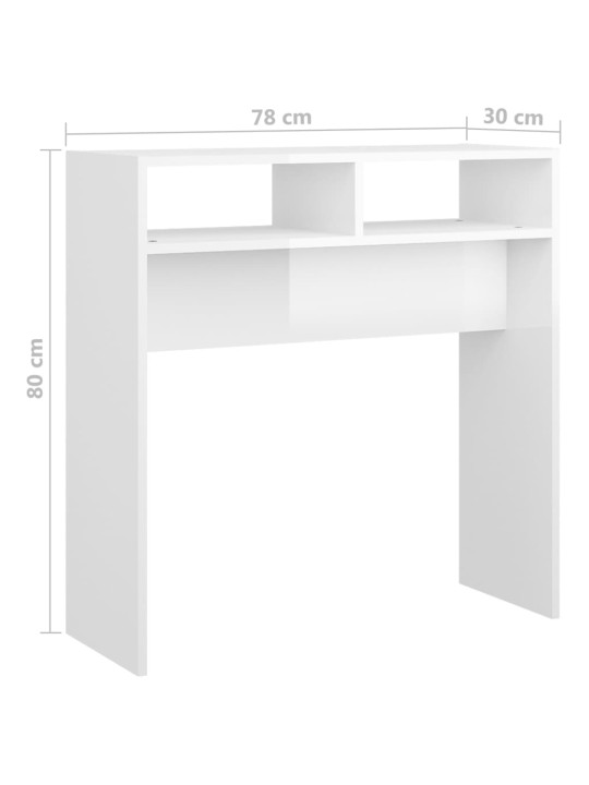 Konzolový stolek bílý vysoký lesk 78 x 30 x 80 cm kompozit
