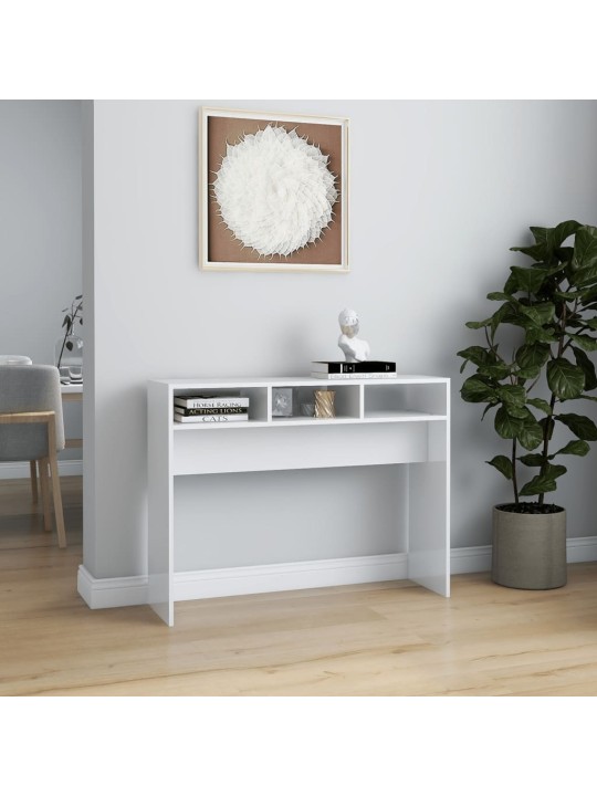 Konzolový stolek bílý vysoký lesk 105x30x80 cm kompozitní dřevo