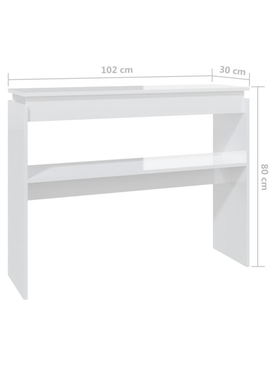 Konzolový stolek bílý vysoký lesk 102x30x80 cm kompozitní dřevo