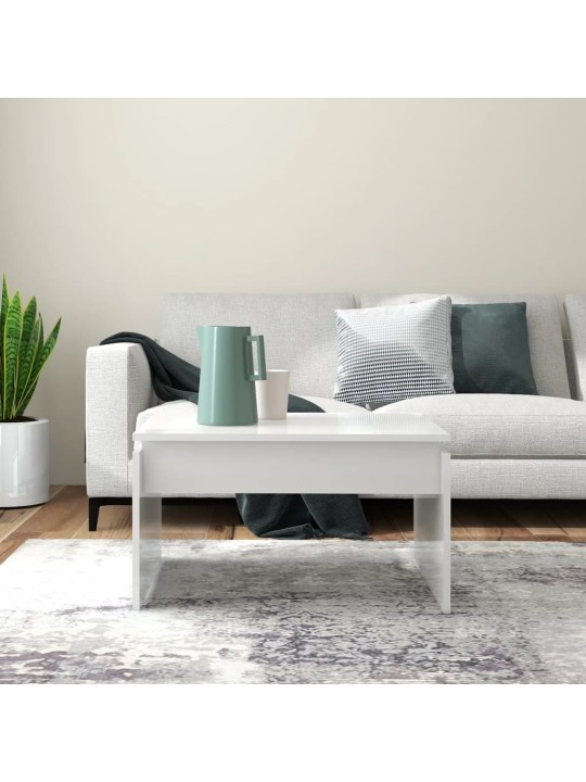 Konferenční stolek bílý lesklý 68 x 50 x 38 cm kompozitní dřevo