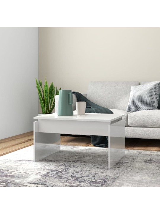 Konferenční stolek bílý lesklý 68 x 50 x 38 cm kompozitní dřevo