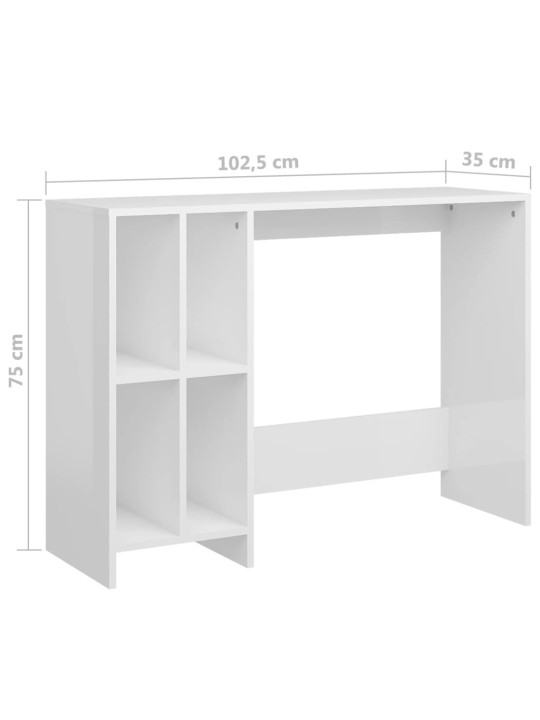 Stůl na notebook bílý lesklý 102,5x35x75 cm kompozitní dřevo