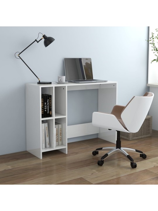 Stůl na notebook bílý lesklý 102,5x35x75 cm kompozitní dřevo