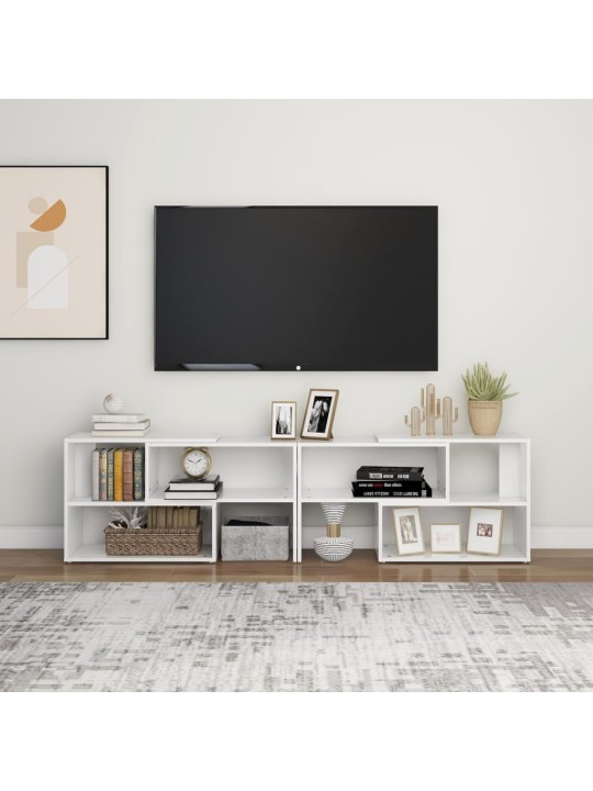 TV skříňka bílá s vysokým leskem 149x30x52 cm kompozitní dřevo