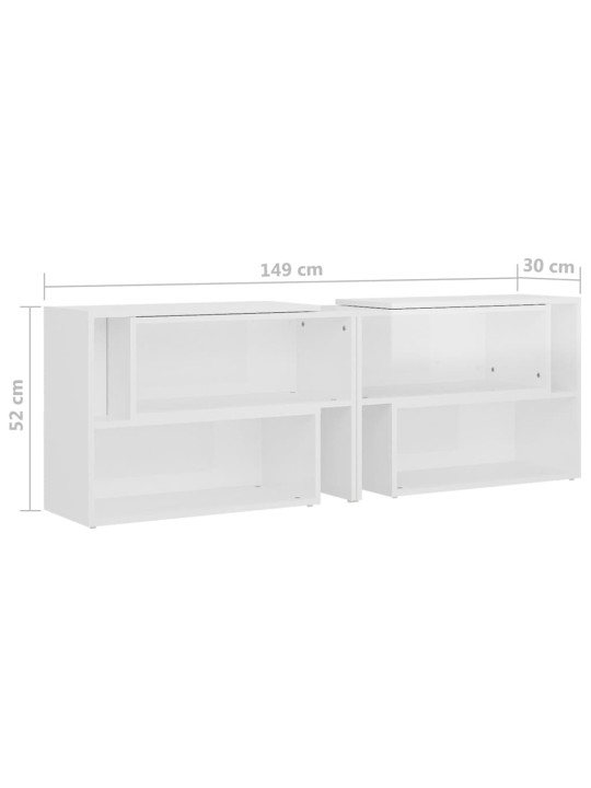 TV skříňka bílá s vysokým leskem 149x30x52 cm kompozitní dřevo