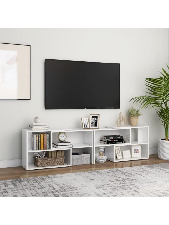 TV skříňka bílá s vysokým leskem 149x30x52 cm kompozitní dřevo