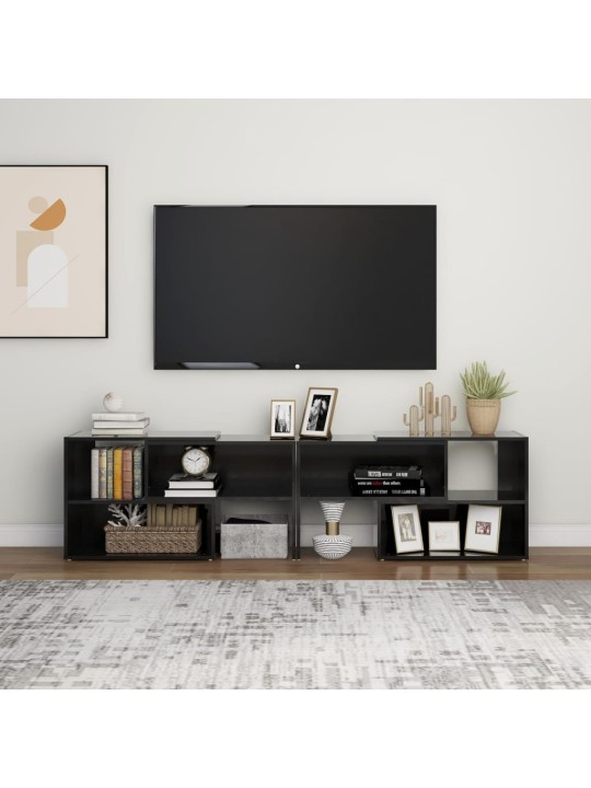 TV skříňka černá s vysokým leskem 149x30x52 cm kompozitní dřevo