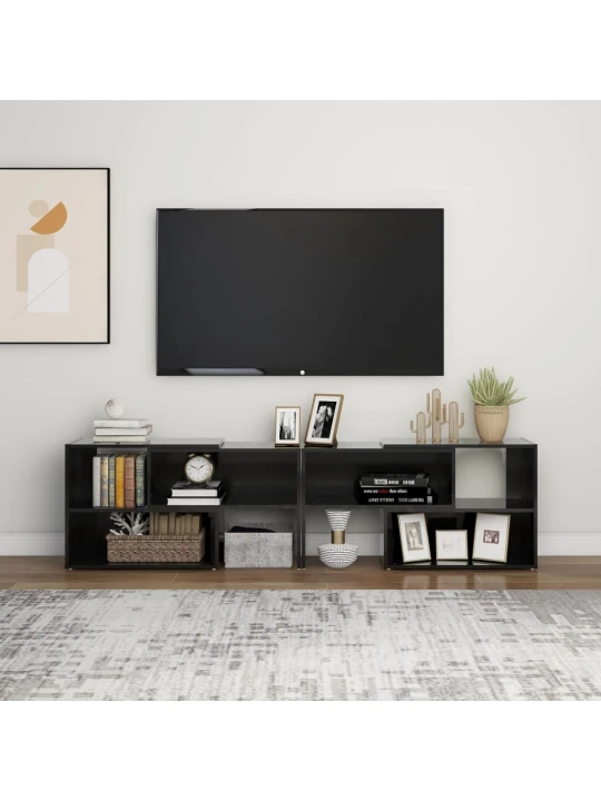 TV skříňka černá s vysokým leskem 149x30x52 cm kompozitní dřevo
