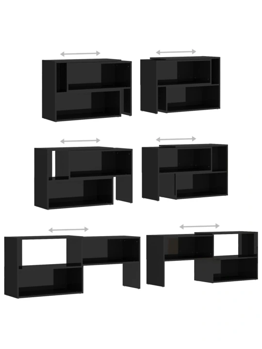 TV skříňka černá s vysokým leskem 149x30x52 cm kompozitní dřevo