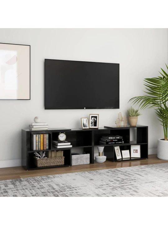 TV skříňka černá s vysokým leskem 149x30x52 cm kompozitní dřevo