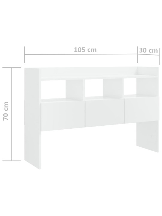 Příborník bílý s vysokým leskem 105x30x70 cm kompozitní dřevo