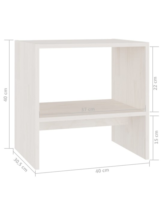Noční stolky 2 ks bílé 40 x 30,5 x 40 cm masivní borové dřevo