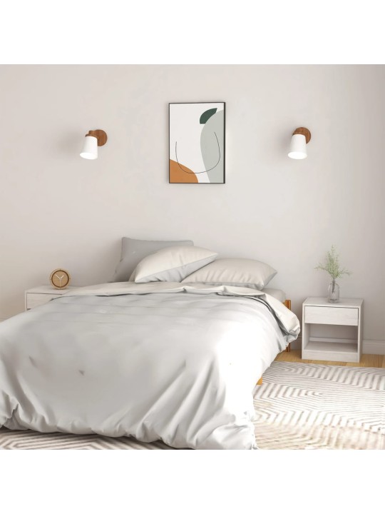 Noční stolky 2 ks bílé 40 x 31 x 40 cm masivní borové dřevo