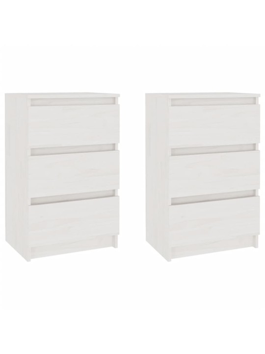 Noční stolky 2 ks bílé 40 x 29,5 x 64 cm masivní borové dřevo