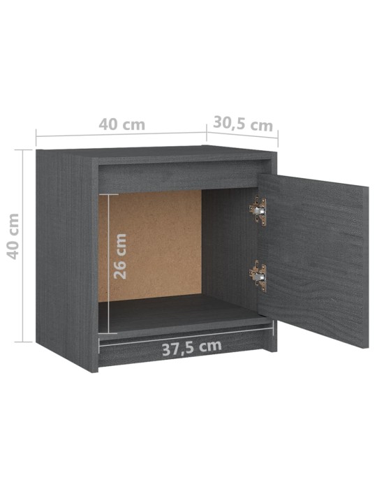 Noční stolky 2 ks šedé 40 x 30,5 x 40 cm masivní borové dřevo