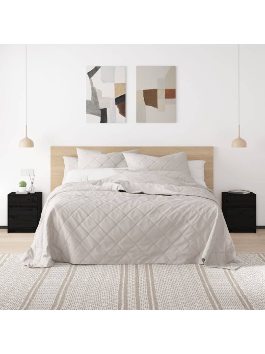 Noční stolky 2 ks černé 40 x 31 x 50 cm masivní borovice