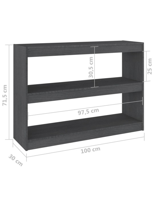 Knihovna / dělicí stěna šedá 100 x 30 x 71,5 cm borovice
