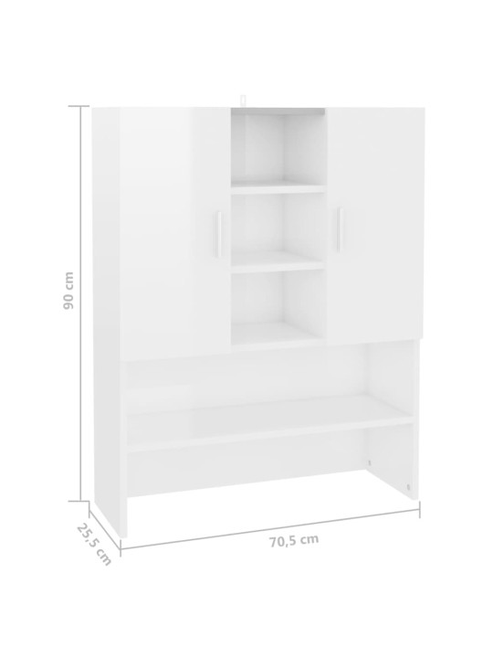 Skříňka nad pračku bílá s vysokým leskem 70,5 x 25,5 x 90 cm