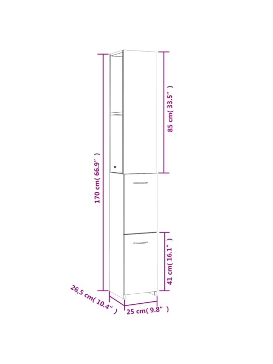 Koupelnová skříňka betonově šedá 25x26,5x170cm kompozitní dřevo