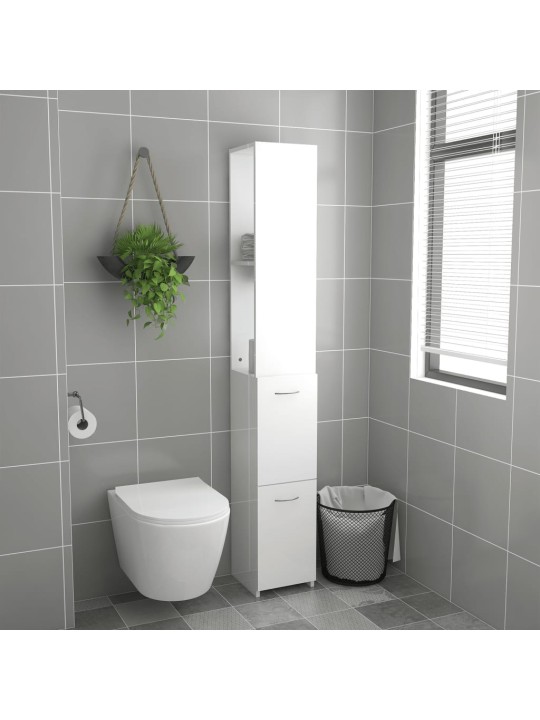 Koupelnová skříňka lesklá bílá 25x26,5x170 cm kompozitní dřevo
