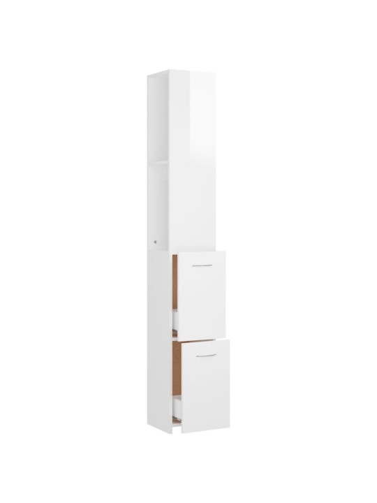 Koupelnová skříňka lesklá bílá 25x26,5x170 cm kompozitní dřevo