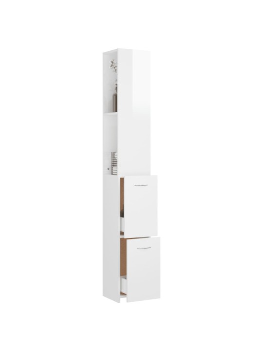Koupelnová skříňka lesklá bílá 25x26,5x170 cm kompozitní dřevo