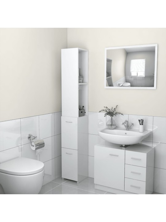Koupelnová skříňka lesklá bílá 25x26,5x170 cm kompozitní dřevo