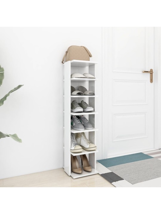 Botník bílý s vysokým leskem 27,5x27x102 cm kompozitní dřevo