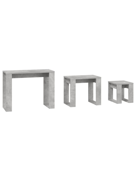 Hnízdové stolky 3 ks betonově šedé kompozitní dřevo