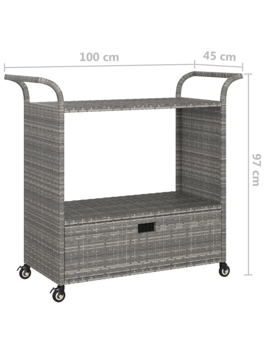 Barový vozík se zásuvkou šedý 100 x 45 x 97 cm polyratan