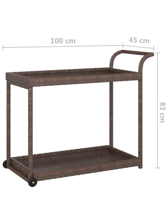 Barový vozík hnědý 100 x 45 x 83 cm polyratan