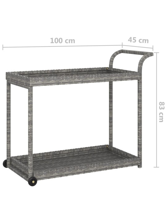 Barový vozík šedý 100 x 45 x 83 cm polyratan