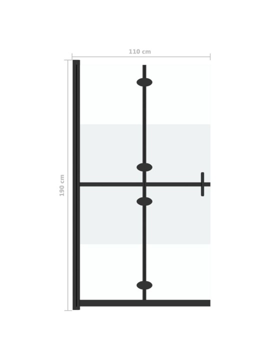 Skládací sprchová zástěna napůl mléčné ESG sklo 110 x 190 cm