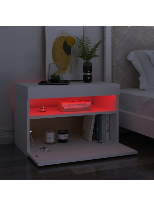 Noční stolky LED osvětlení 2 ks bílé 60x35x40 kompozitní dřevo
