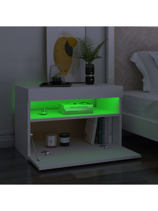 Noční stolky LED osvětlení 2 ks bílé 60x35x40 kompozitní dřevo