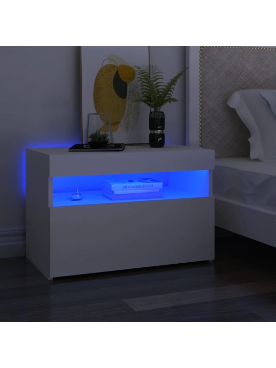 Noční stolky LED osvětlení 2 ks bílé 60x35x40 kompozitní dřevo