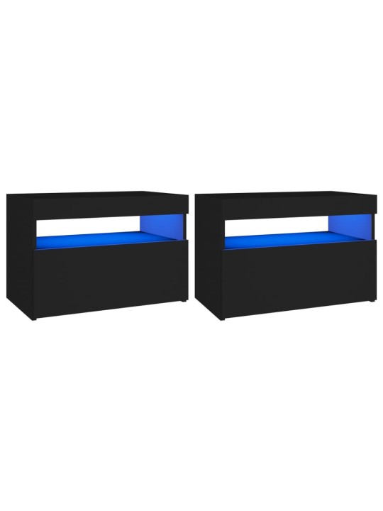 Noční stolky LED osvětlení 2 ks černé 60x35x40 kompozitní dřevo
