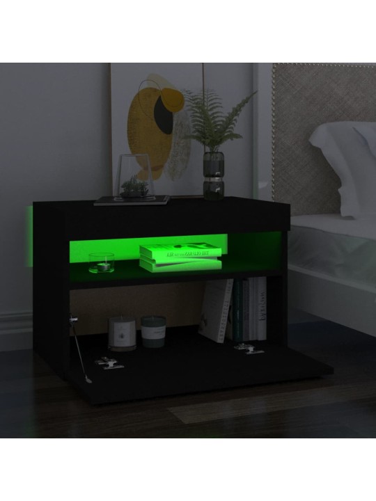 Noční stolky LED osvětlení 2 ks černé 60x35x40 kompozitní dřevo