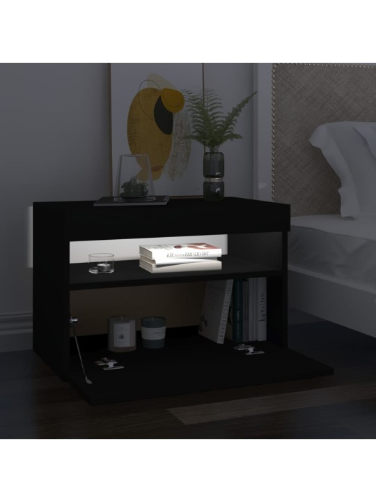 Noční stolky LED osvětlení 2 ks černé 60x35x40 kompozitní dřevo