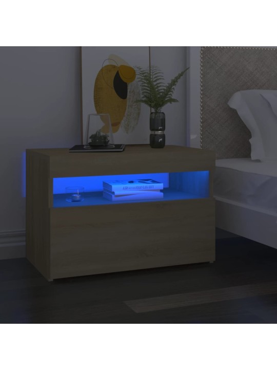 Noční stolek LED osvětlení dub sonoma 60x35x40 kompozitní dřevo