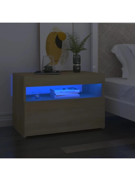 Noční stolek LED osvětlení dub sonoma 60x35x40 kompozitní dřevo