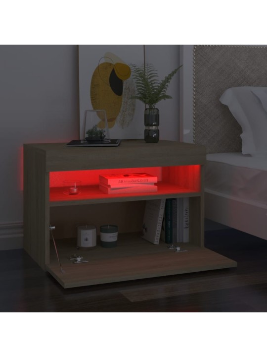 Noční stolky s LED osvětlením 2 ks dub sonoma 60 x 35 x 40 cm