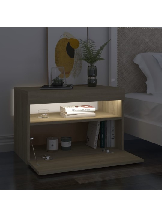 Noční stolky s LED osvětlením 2 ks dub sonoma 60 x 35 x 40 cm