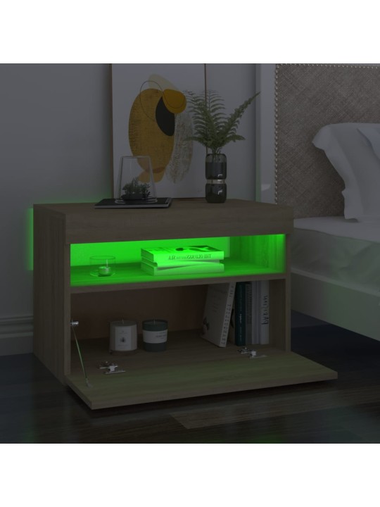 Noční stolky s LED osvětlením 2 ks dub sonoma 60 x 35 x 40 cm