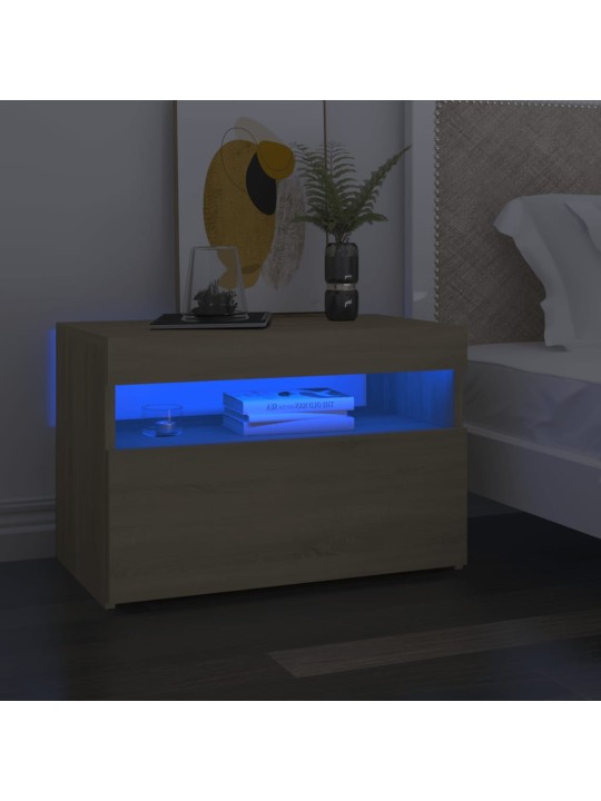 Noční stolky s LED osvětlením 2 ks dub sonoma 60 x 35 x 40 cm