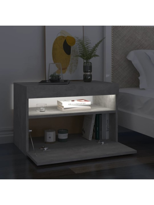 Noční stolek s LED osvětlením betonově šedý 60 x 35 x 40 cm