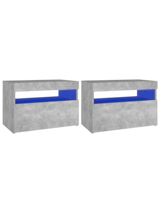 Noční stolky s LED osvětlením 2 ks betonově šedé 60x35x40 cm
