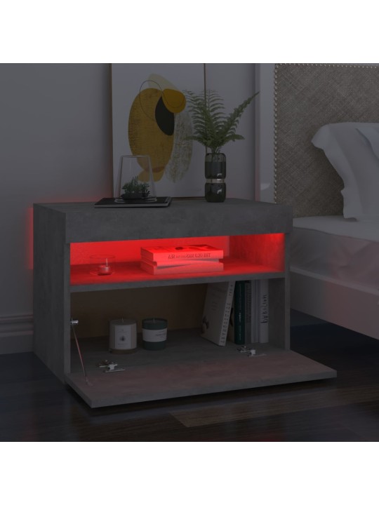 Noční stolky s LED osvětlením 2 ks betonově šedé 60x35x40 cm
