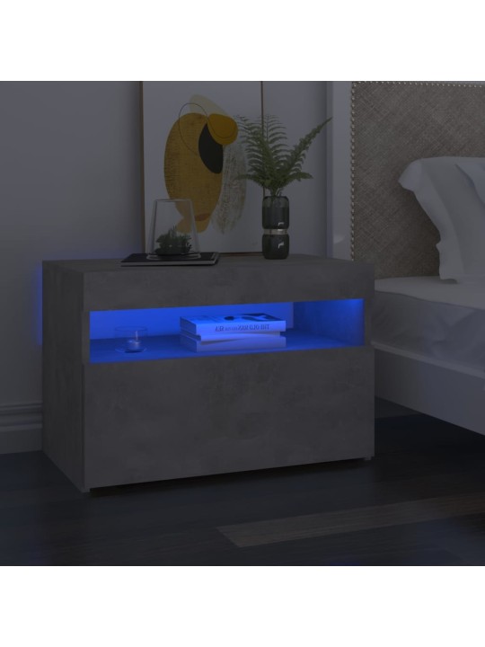 Noční stolky s LED osvětlením 2 ks betonově šedé 60x35x40 cm