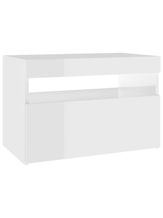 Noční stolky s LED osvětlením 2 ks bílé vysoký lesk 60x35x40 cm